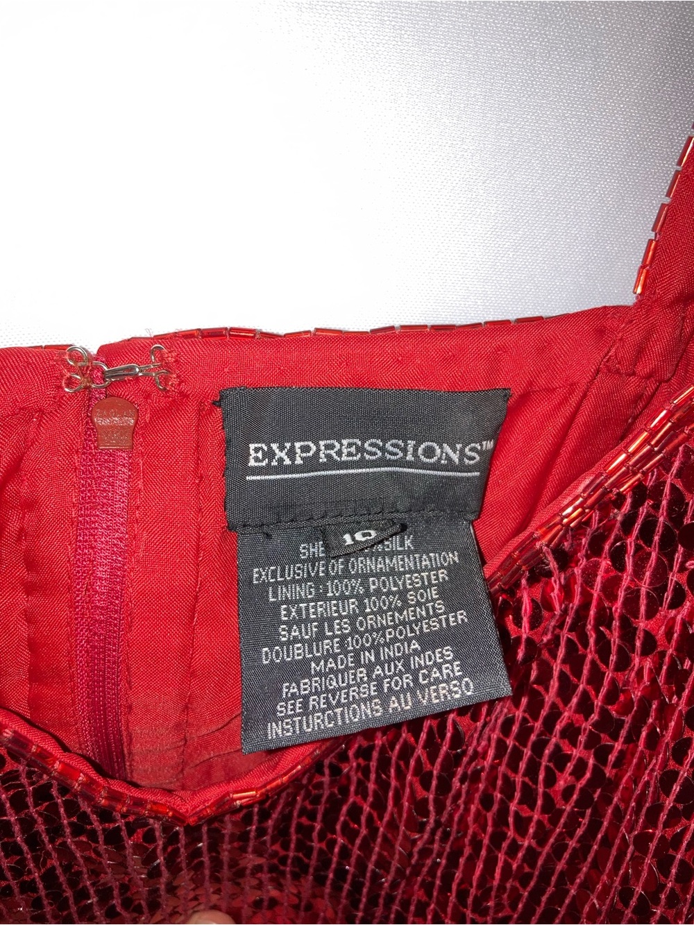 Expressions Red Sequin Strapless Slip Gown - Picture 4 of 7